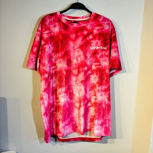 Oversized MAN Official Tie Dye Print T-Shirt Pink - Picture 6 of 7